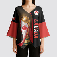 Personalized Canada Football 2026 Kimono Sleeve Blouse Trophy Flag Pride Art