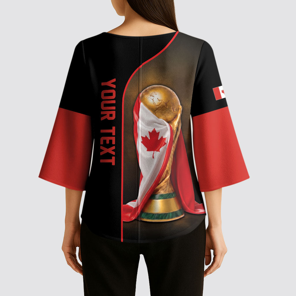 Personalized Canada Football 2026 Kimono Sleeve Blouse Trophy Flag Pride Art