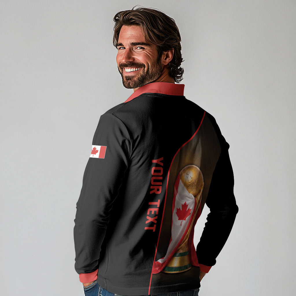 Personalized Canada Football 2026 Long Sleeve Polo Shirt Trophy Flag Pride Art