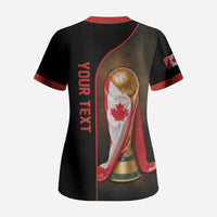 Personalized Canada Football 2026 Scrub Top Trophy Flag Pride Art