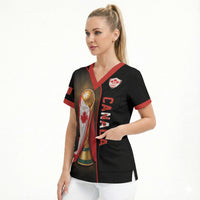 Personalized Canada Football 2026 Scrub Top Trophy Flag Pride Art