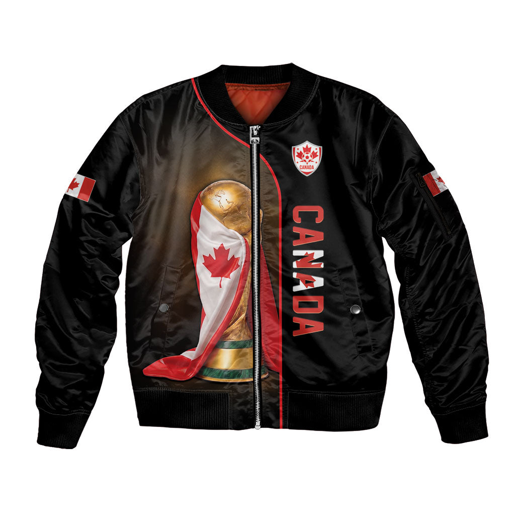 Personalized Canada Football 2026 Sleeve Zip Bomber Jacket Trophy Flag Pride Art