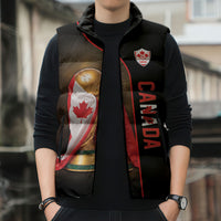 Personalized Canada Football 2026 Sleeveless Puffer Jacket Trophy Flag Pride Art