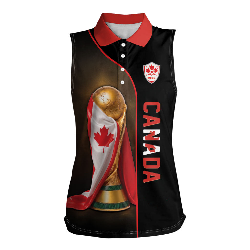 Personalized Canada Football 2026 Women Sleeveless Polo Shirt Trophy Flag Pride Art
