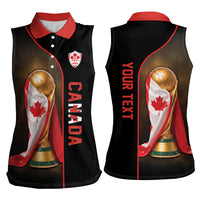 Personalized Canada Football 2026 Women Sleeveless Polo Shirt Trophy Flag Pride Art