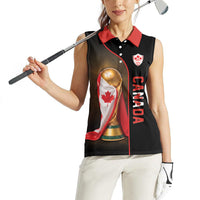 Personalized Canada Football 2026 Women Sleeveless Polo Shirt Trophy Flag Pride Art