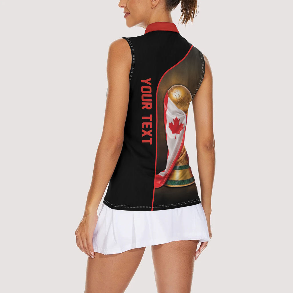 Personalized Canada Football 2026 Women Sleeveless Polo Shirt Trophy Flag Pride Art