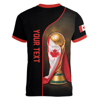 Personalized Canada Football 2026 Women V-Neck T-Shirt Trophy Flag Pride Art