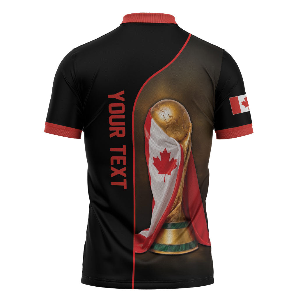 Personalized Canada Football 2026 Zipper Polo Shirt Trophy Flag Pride Art