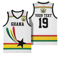 Custom World Football 2026 Ghana Basketball Jersey Black Star Adinkra Heritage White Version