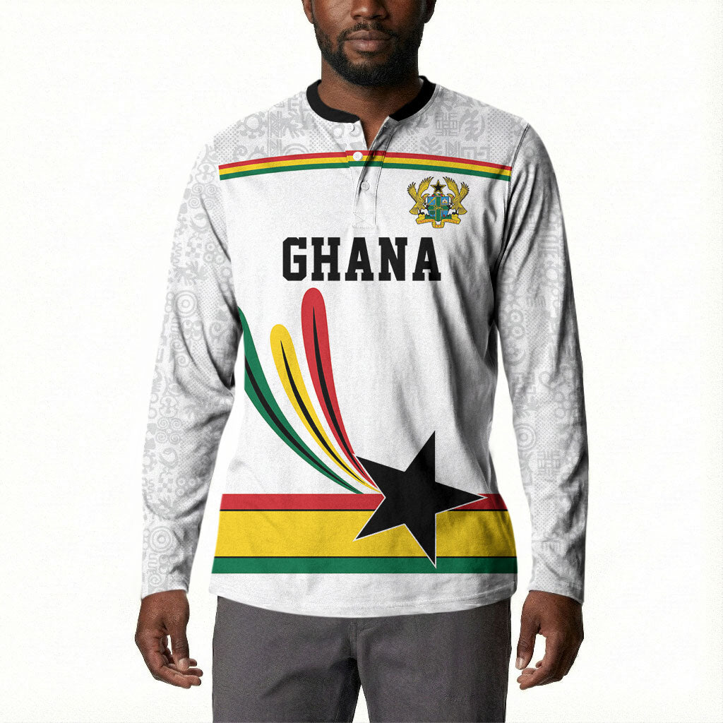 Custom World Football 2026 Ghana Button Sweatshirt Black Star Adinkra Heritage White Version