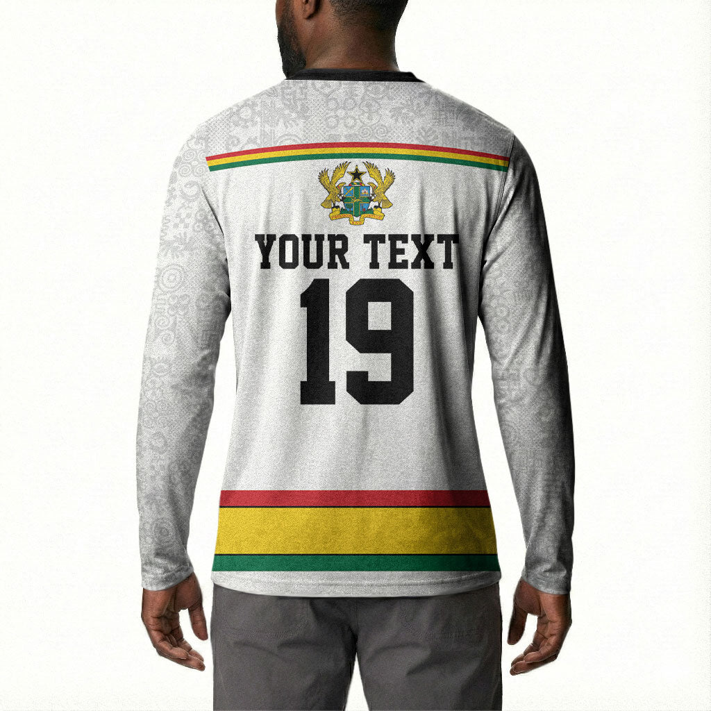 Custom World Football 2026 Ghana Button Sweatshirt Black Star Adinkra Heritage White Version