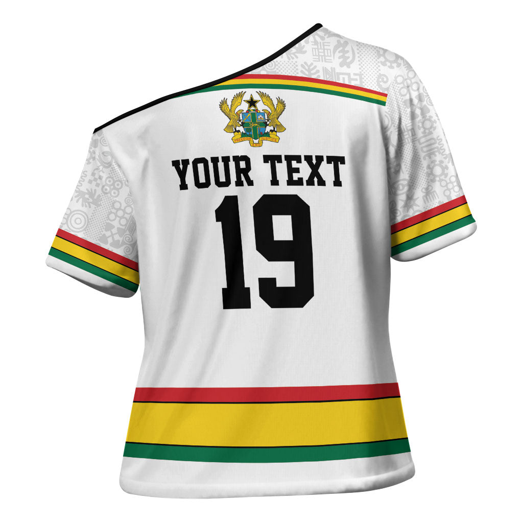 Custom World Football 2026 Ghana Cross Shoulder Shirt Black Star Adinkra Heritage White Version
