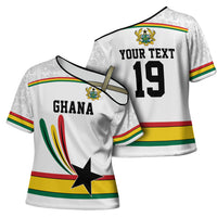 Custom World Football 2026 Ghana Cross Shoulder Shirt Black Star Adinkra Heritage White Version