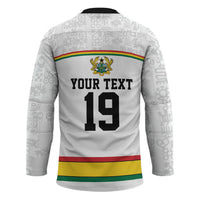 Custom World Football 2026 Ghana Hockey Jersey Black Star Adinkra Heritage White Version