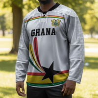 Custom World Football 2026 Ghana Hockey Jersey Black Star Adinkra Heritage White Version