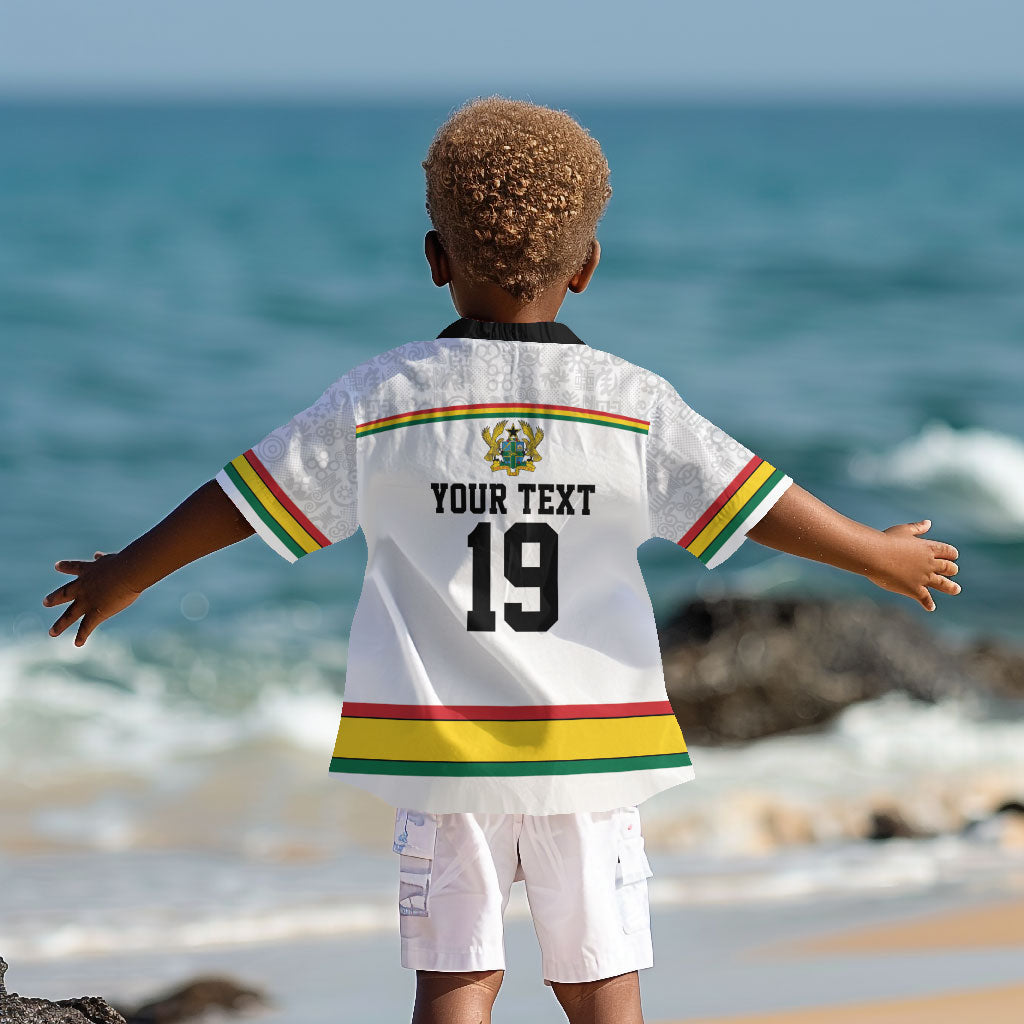 Custom World Football 2026 Ghana Kid Hawaiian Shirt Black Star Adinkra Heritage White Version