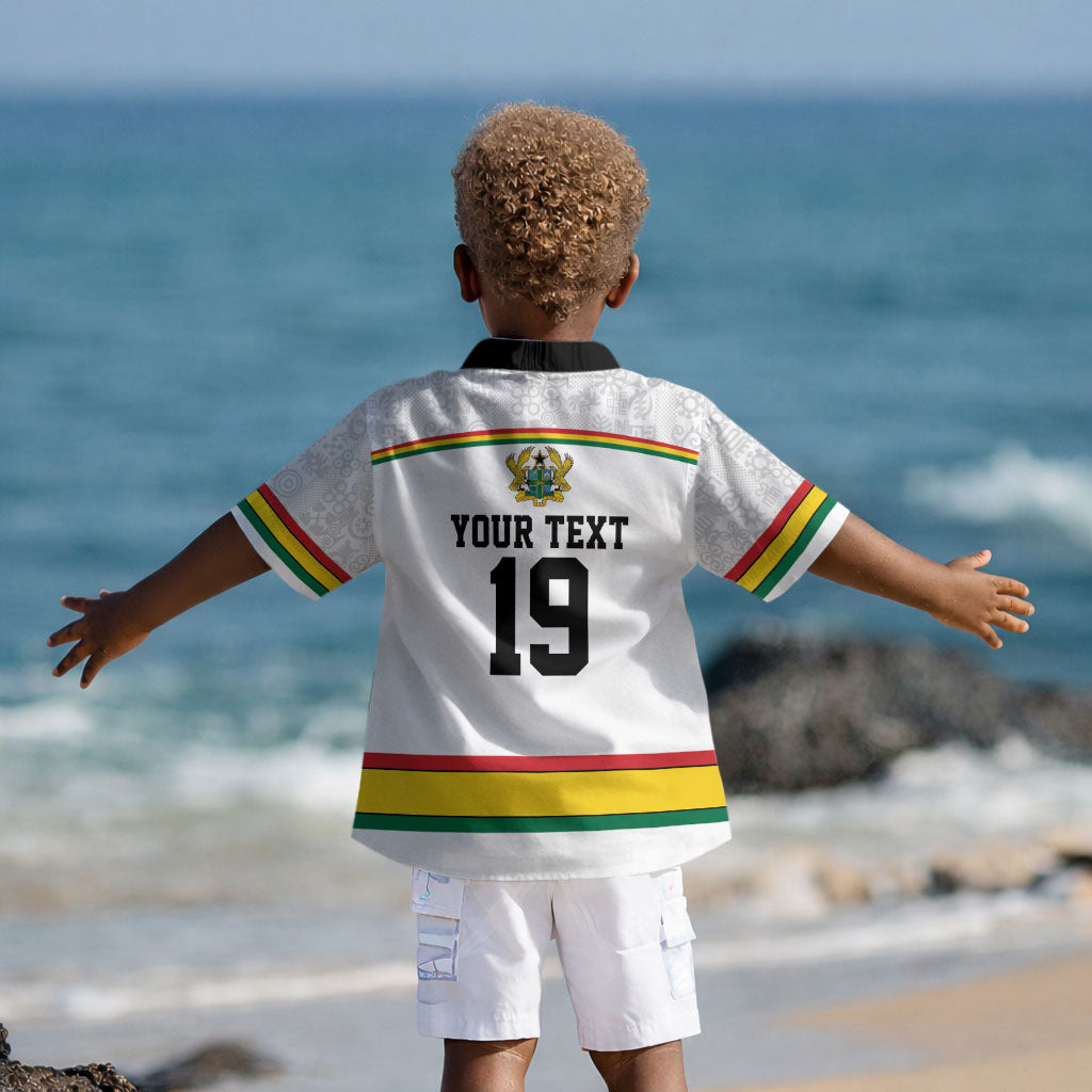 Custom World Football 2026 Ghana Kid Hawaiian Shirt Black Star Adinkra Heritage White Version LT19