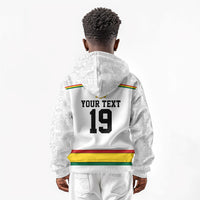 Custom World Football 2026 Ghana Kid Hoodie Black Star Adinkra Heritage White Version