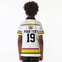 Custom World Football 2026 Ghana Kid Polo Shirt Black Star Adinkra Heritage White Version