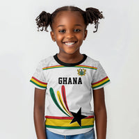 Custom World Football 2026 Ghana Kid T shirt Black Star Adinkra Heritage White Version