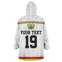 Custom World Football 2026 Ghana Kid Wearable Blanket Hoodie Black Star Adinkra Heritage White Version