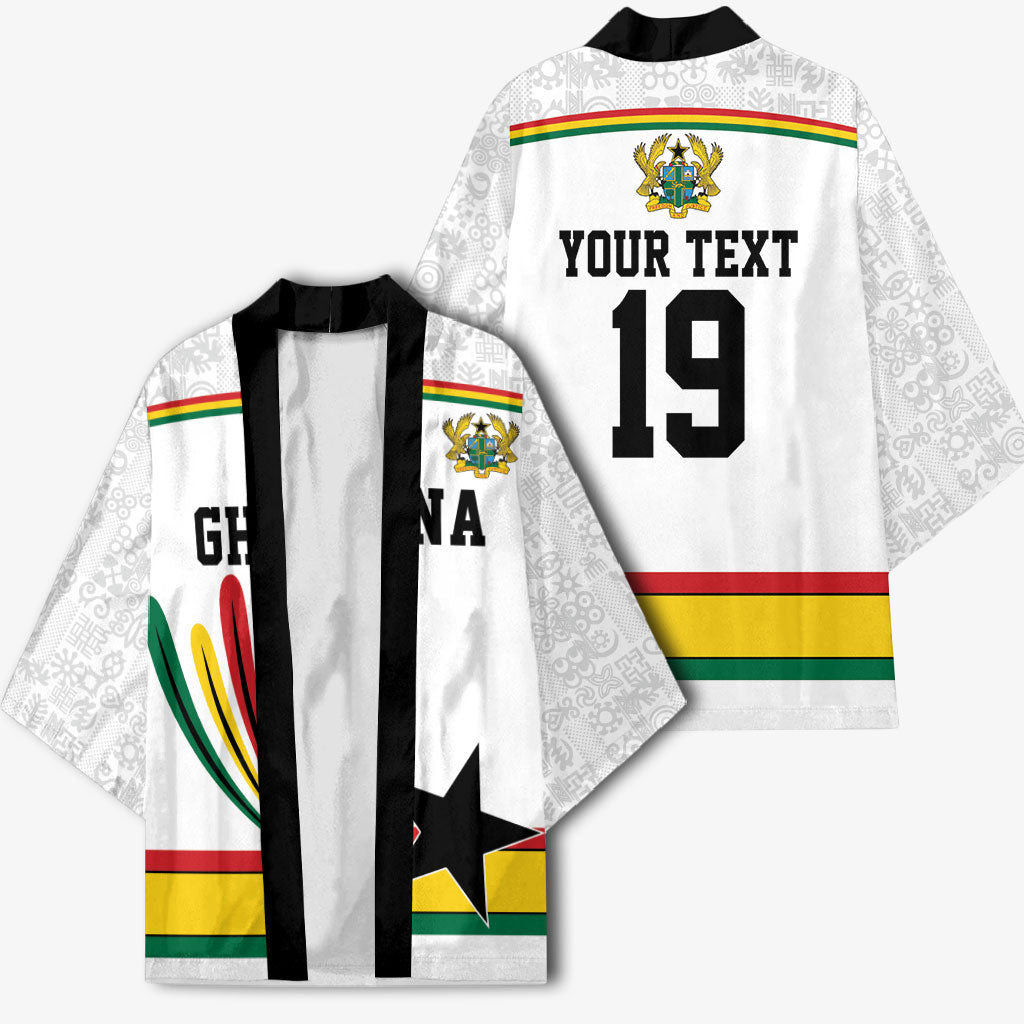 Custom World Football 2026 Ghana Kimono Black Star Adinkra Heritage White Version