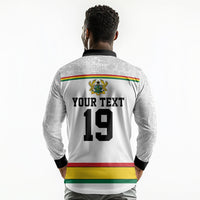 Custom World Football 2026 Ghana Long Sleeve Polo Shirt Black Star Adinkra Heritage White Version