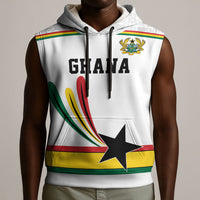 Custom World Football 2026 Ghana Sleeveless Hoodie Black Star Adinkra Heritage White Version