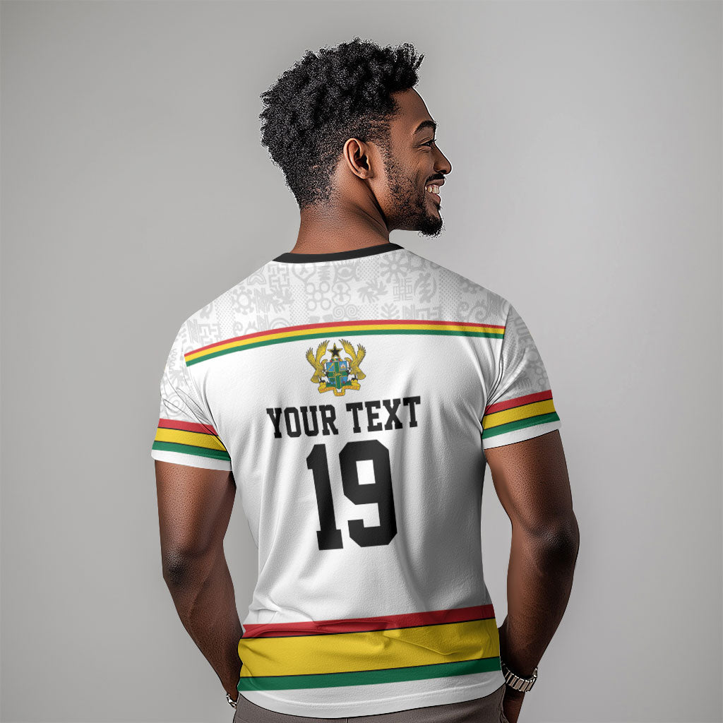 Custom World Football 2026 Ghana T shirt Black Star Adinkra Heritage White Version