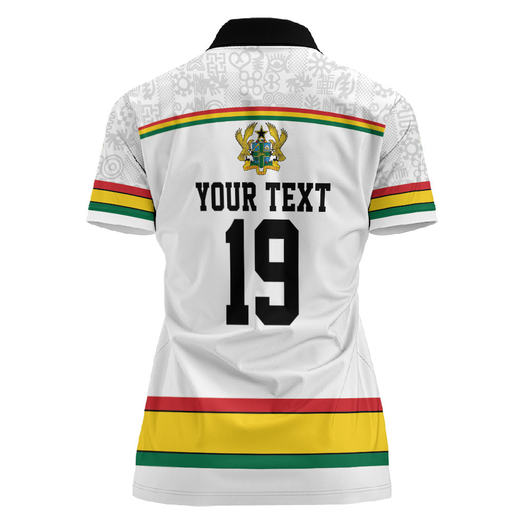 Custom World Football 2026 Ghana Women Polo Shirt Black Star Adinkra Heritage White Version