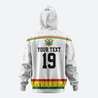 Custom World Football 2026 Ghana Zip Hoodie Black Star Adinkra Heritage White Version