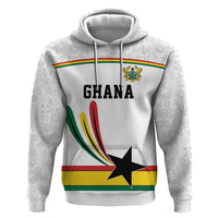 Custom World Football 2026 Ghana Zip Hoodie Black Star Adinkra Heritage White Version