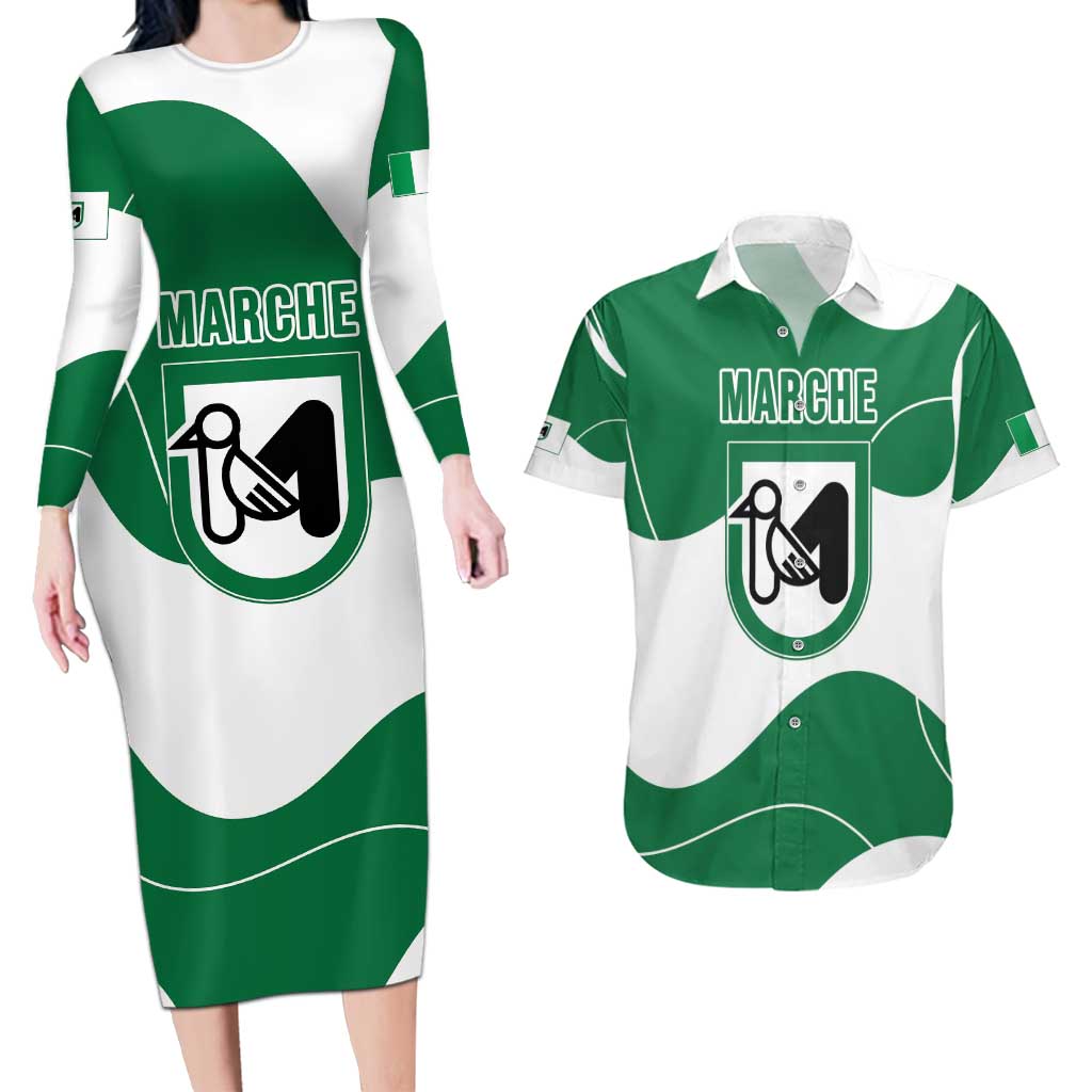 Personalized Italy Marche Couples Matching Long Sleeve Bodycon Dress and Hawaiian Shirt Flag Style LT19