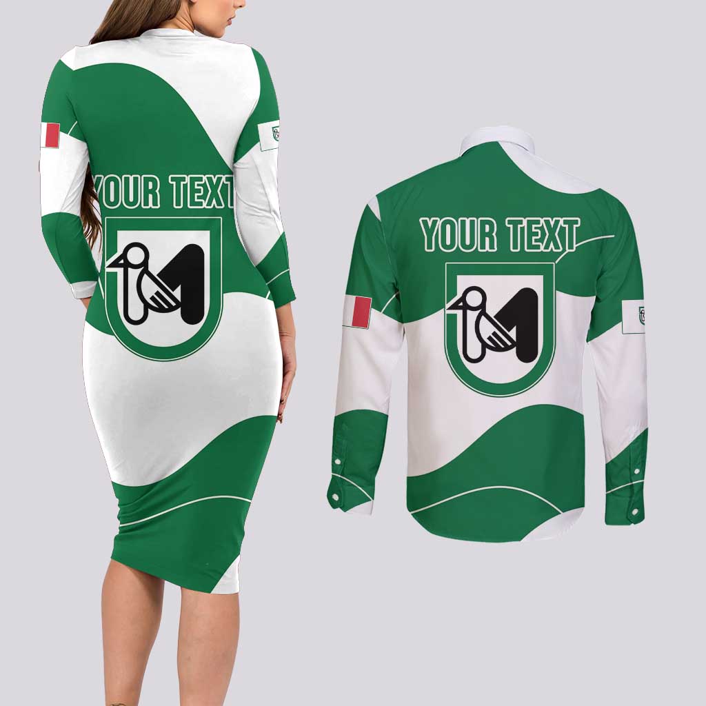 Personalized Italy Marche Couples Matching Long Sleeve Bodycon Dress and Long Sleeve Button Shirt Flag Style LT19