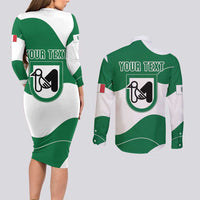 Personalized Italy Marche Couples Matching Long Sleeve Bodycon Dress and Long Sleeve Button Shirt Flag Style LT19