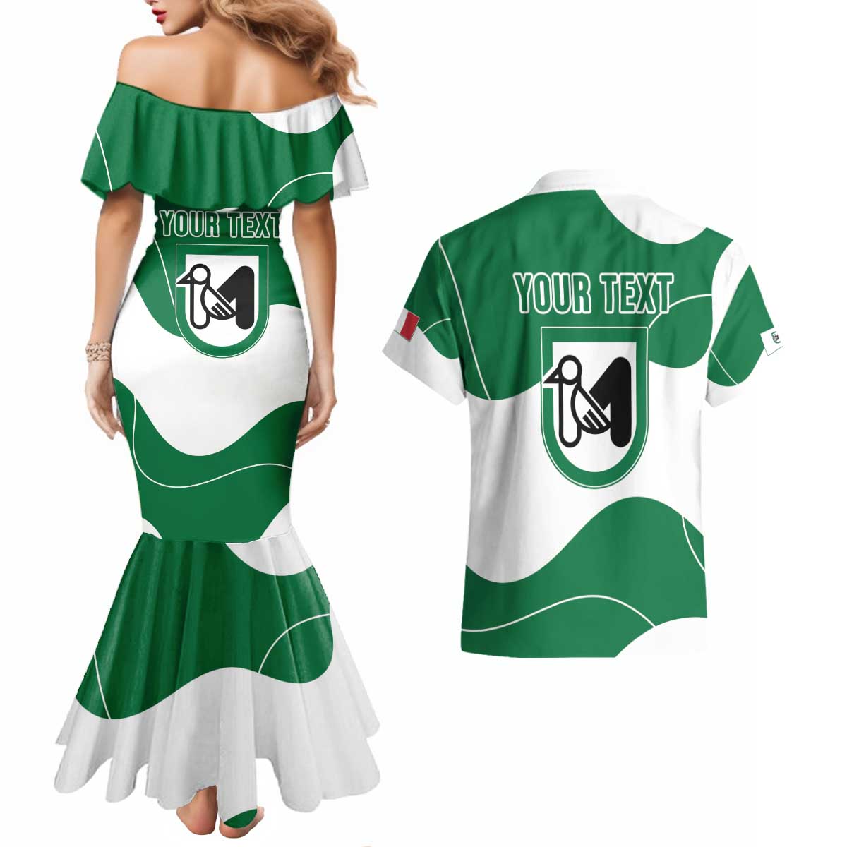 Personalized Italy Marche Couples Matching Mermaid Dress and Hawaiian Shirt Flag Style LT19