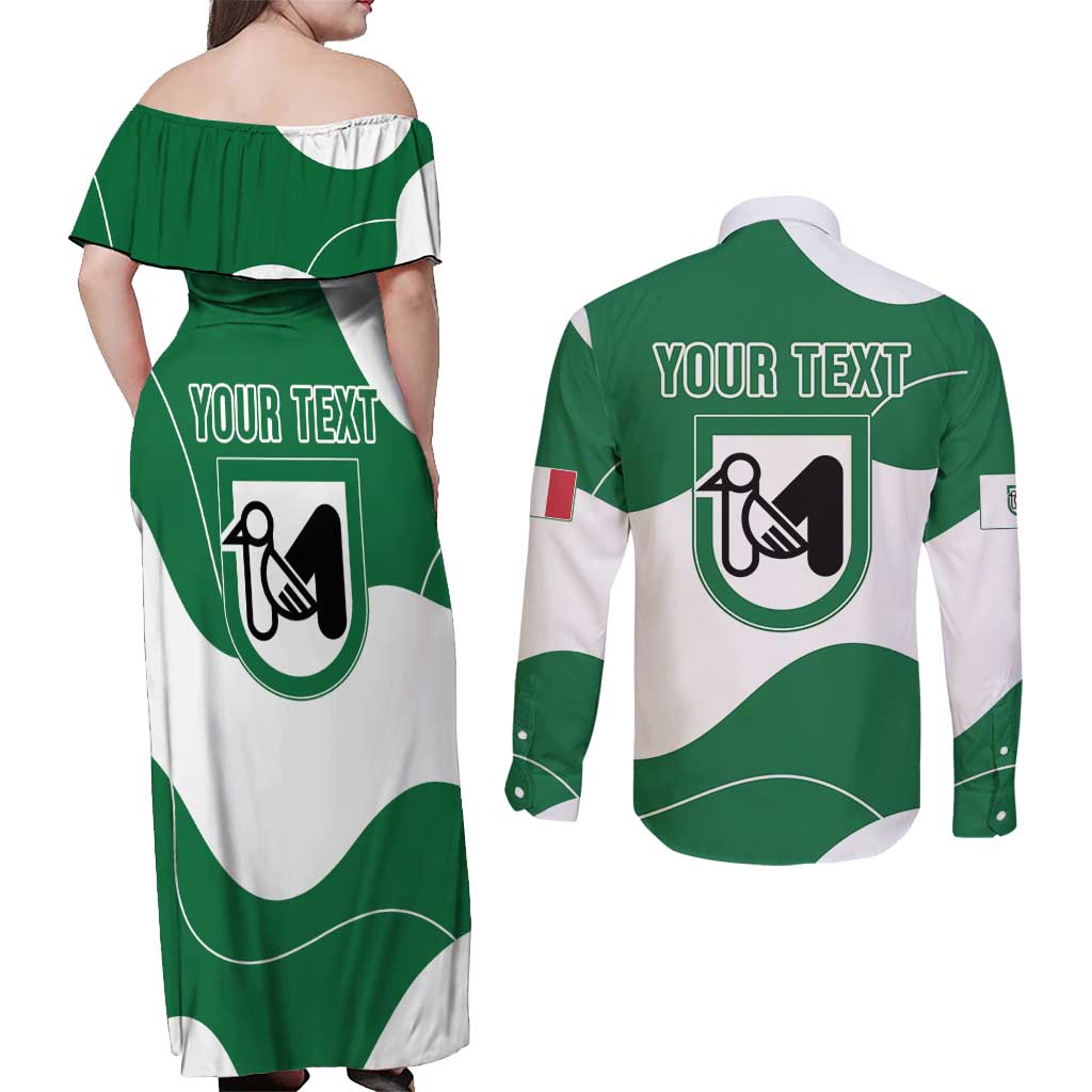 Personalized Italy Marche Couples Matching Off Shoulder Maxi Dress and Long Sleeve Button Shirt Flag Style LT19