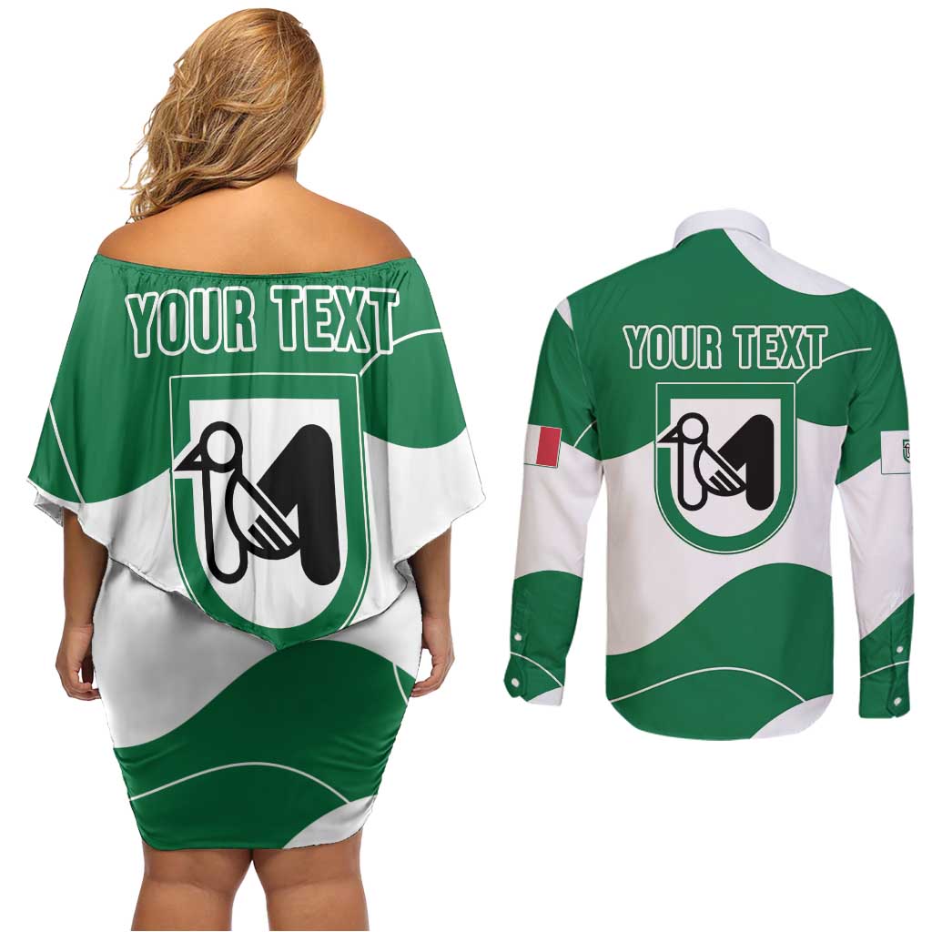 Personalized Italy Marche Couples Matching Off Shoulder Short Dress and Long Sleeve Button Shirt Flag Style LT19