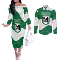 Personalized Italy Marche Couples Matching Off The Shoulder Long Sleeve Dress and Long Sleeve Button Shirt Flag Style LT19