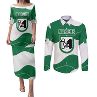 Personalized Italy Marche Couples Matching Puletasi and Long Sleeve Button Shirt Flag Style LT19