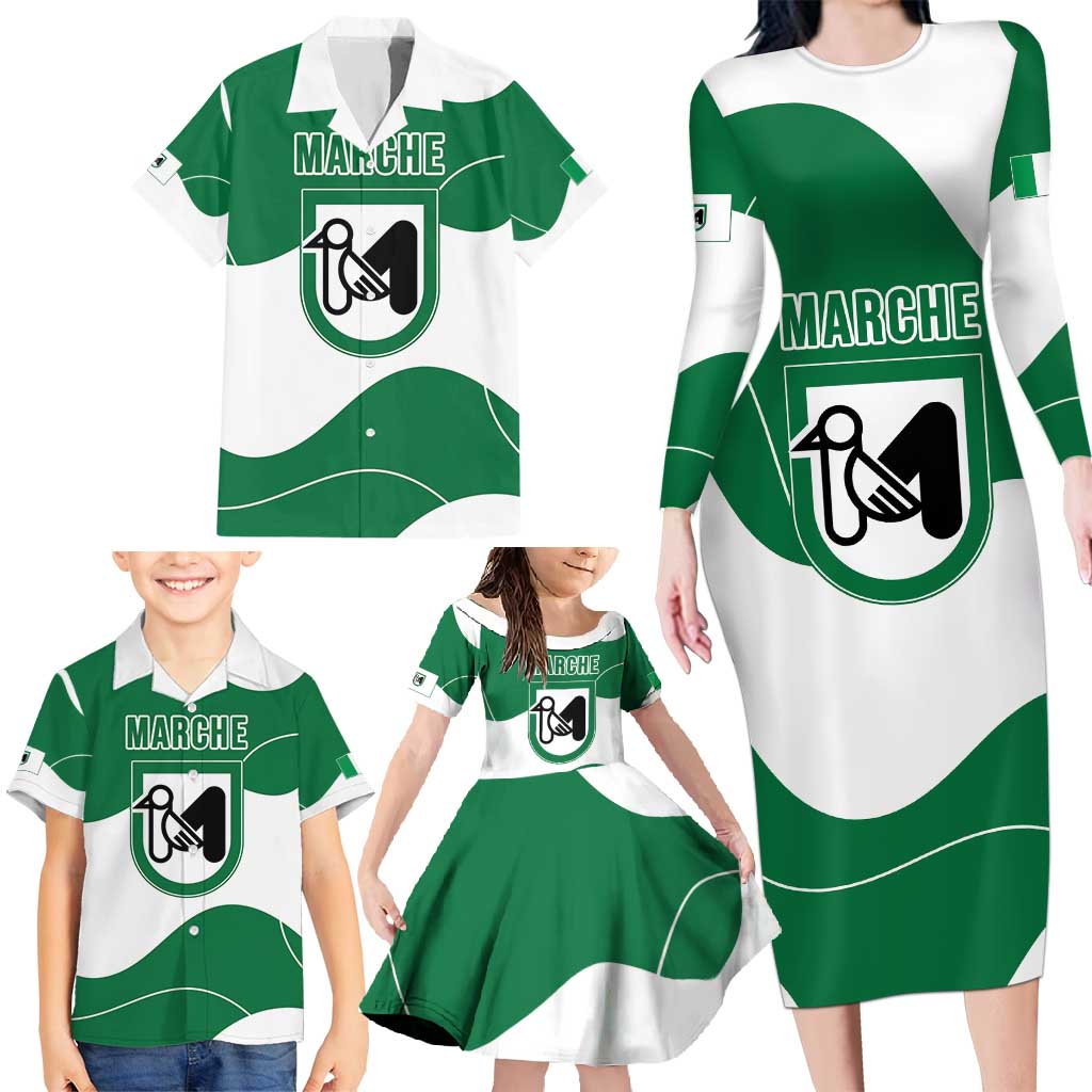 Personalized Italy Marche Family Matching Long Sleeve Bodycon Dress and Hawaiian Shirt Flag Style LT19