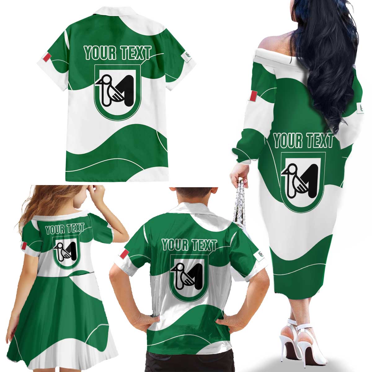 Personalized Italy Marche Family Matching Off The Shoulder Long Sleeve Dress and Hawaiian Shirt Flag Style LT19