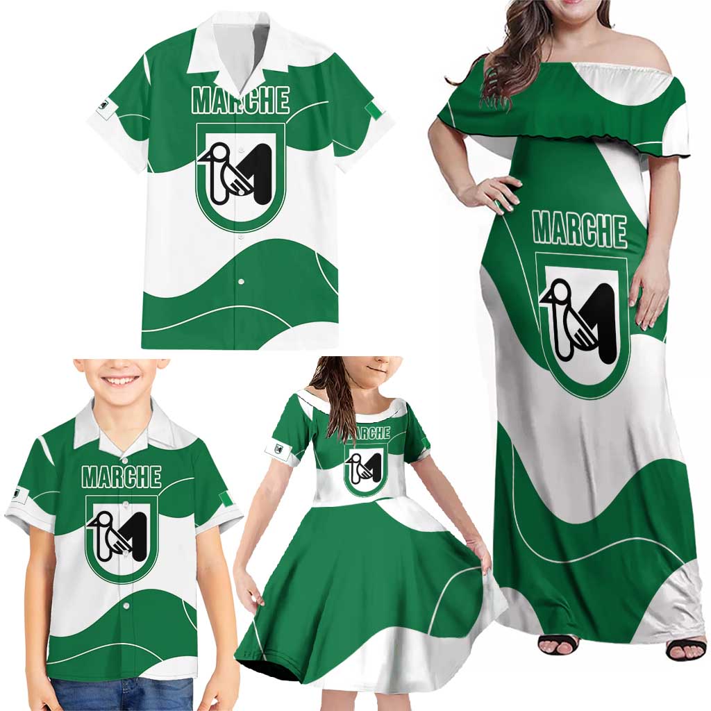Personalized Italy Marche Family Matching Off Shoulder Maxi Dress and Hawaiian Shirt Flag Style LT19