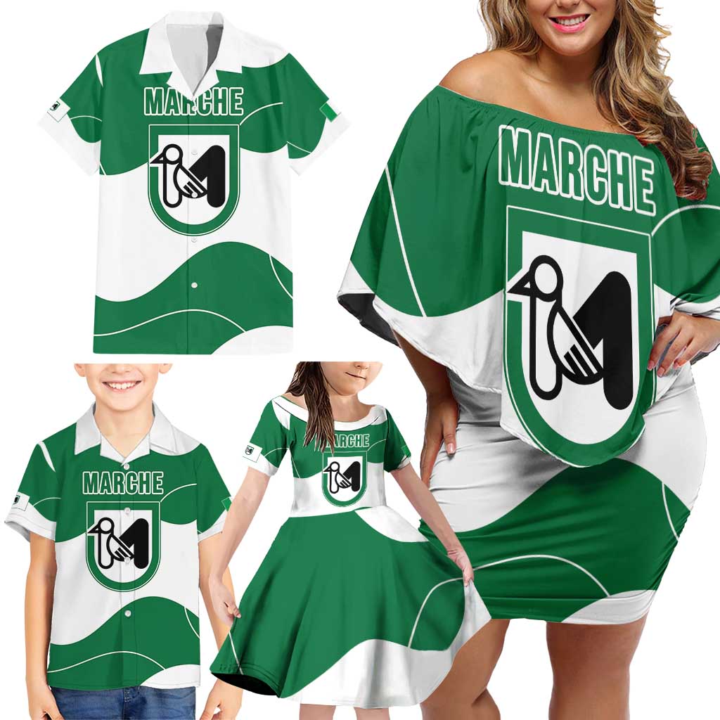 Personalized Italy Marche Family Matching Off Shoulder Short Dress and Hawaiian Shirt Flag Style LT19