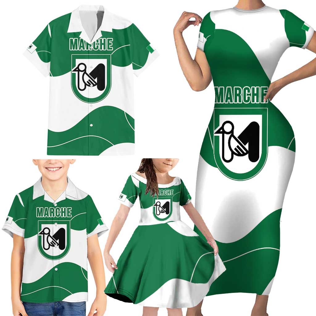 Personalized Italy Marche Family Matching Short Sleeve Bodycon Dress and Hawaiian Shirt Flag Style LT19