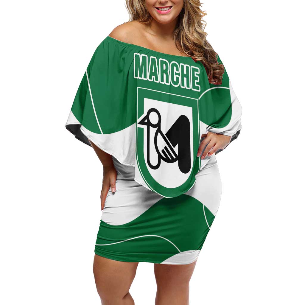 Personalized Italy Marche Off Shoulder Short Dress Flag Style - Wonder Print Shop
