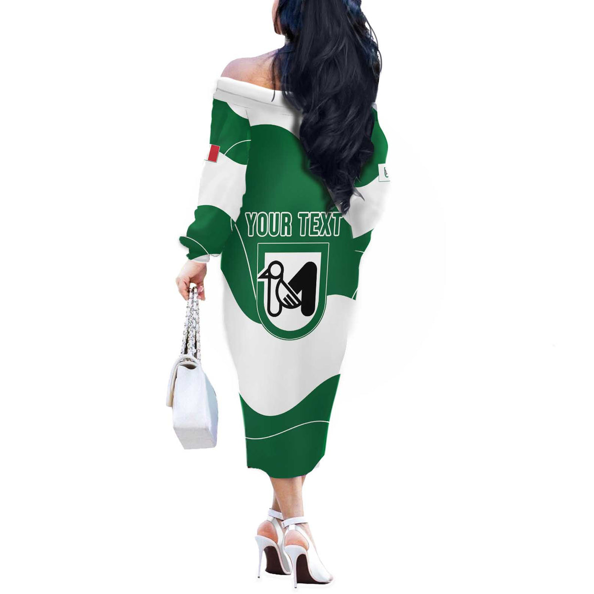 Personalized Italy Marche Off The Shoulder Long Sleeve Dress Flag Style LT19