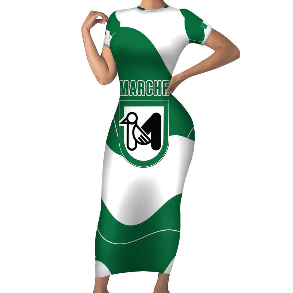 Personalized Italy Marche Short Sleeve Bodycon Dress Flag Style - Wonder Print Shop