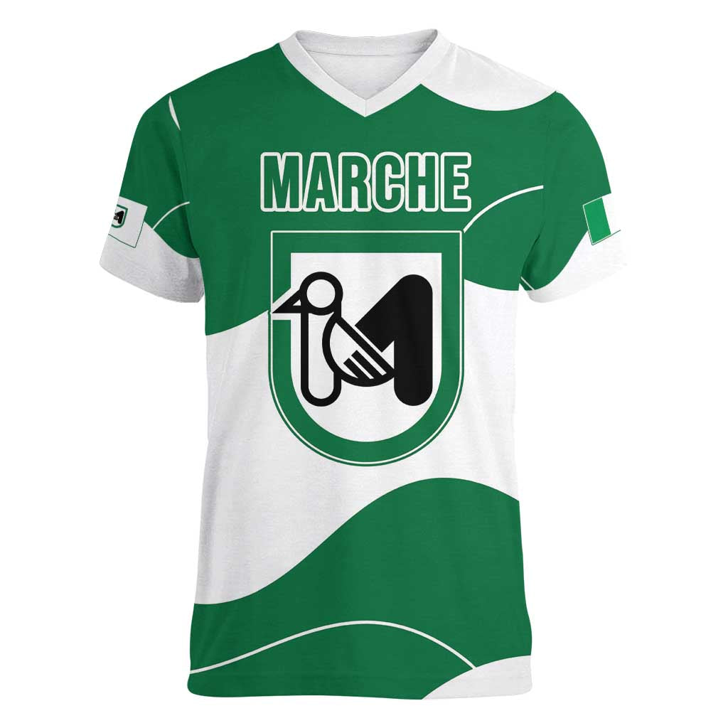 Personalized Italy Marche Women V-Neck T-Shirt Flag Style LT19